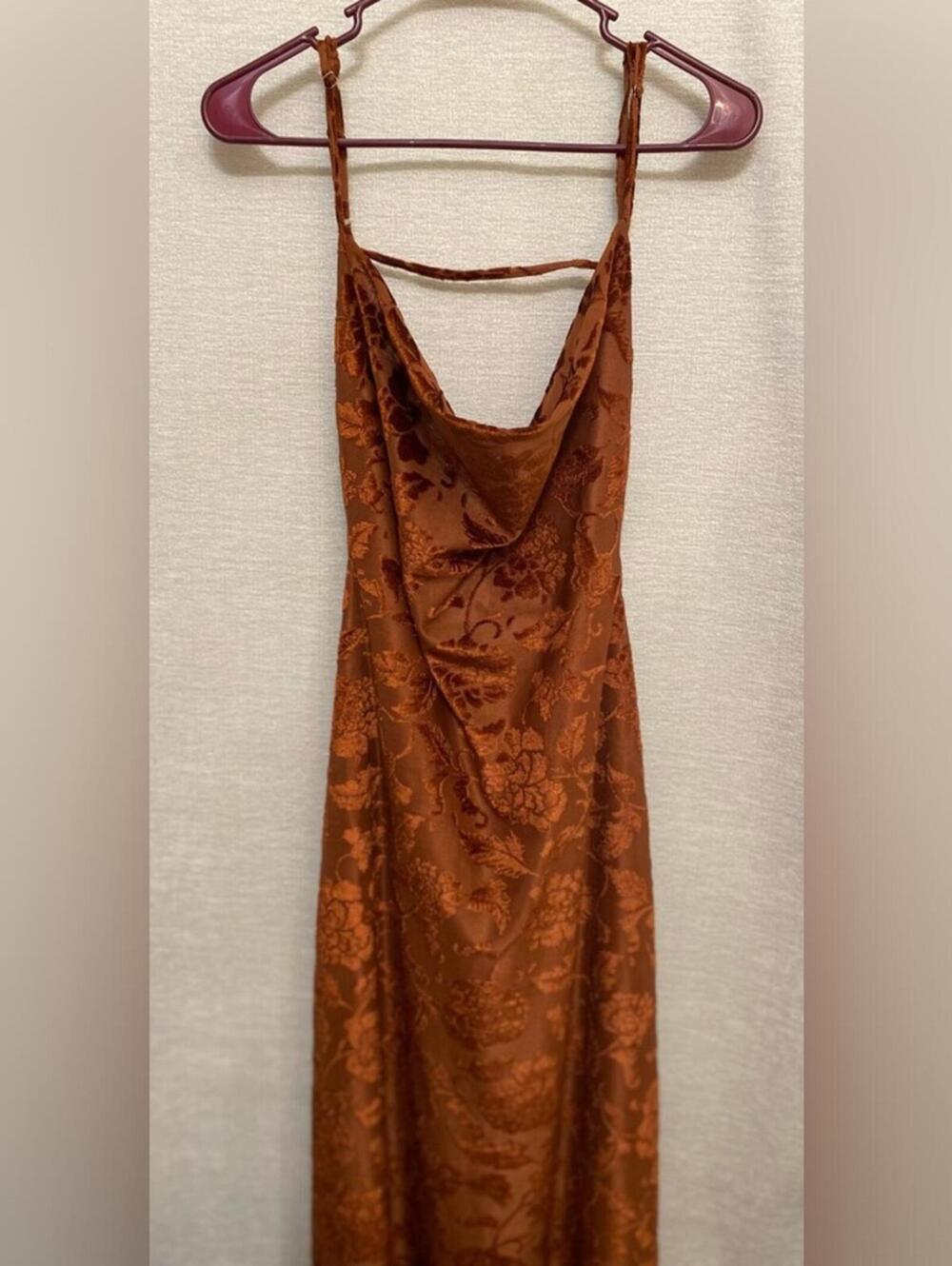 Dress Forum Backless Burnt Orange Floral Dress - Picture 3 of 4